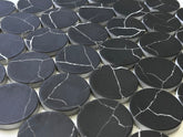 Nero Marquina Bubble Circle Recycled Glass Matte Floor and Wall Mosaic Tile for Backsplash Kitchen, Bathroom, Accent Wall
